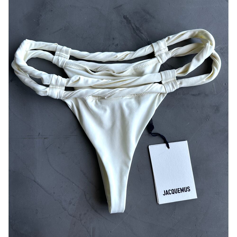 Jacquemus ivory bikini bottom braided strap design